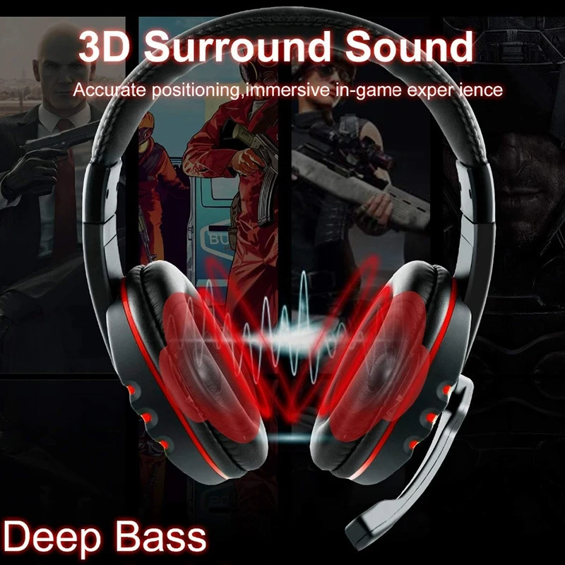 3 5mm Wired Headphone With Mic Gaming Headset Earphone Low Bass Stereo For Ps4 One Pc