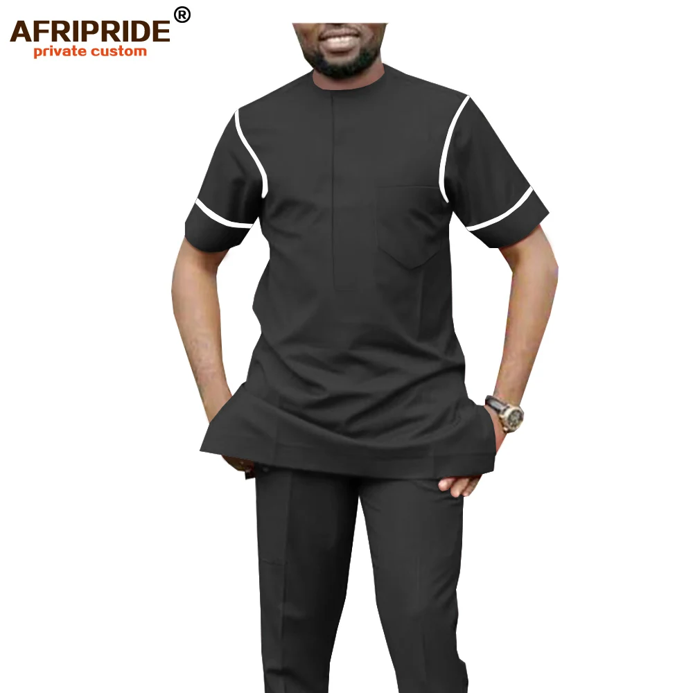 50% OFF Dashiki Men African Clothing Set Dashiki Tops Blouse Pants 2 Piece Sport Suit Short Sleeve Tribal Wear AFRIPRIDE A1916071