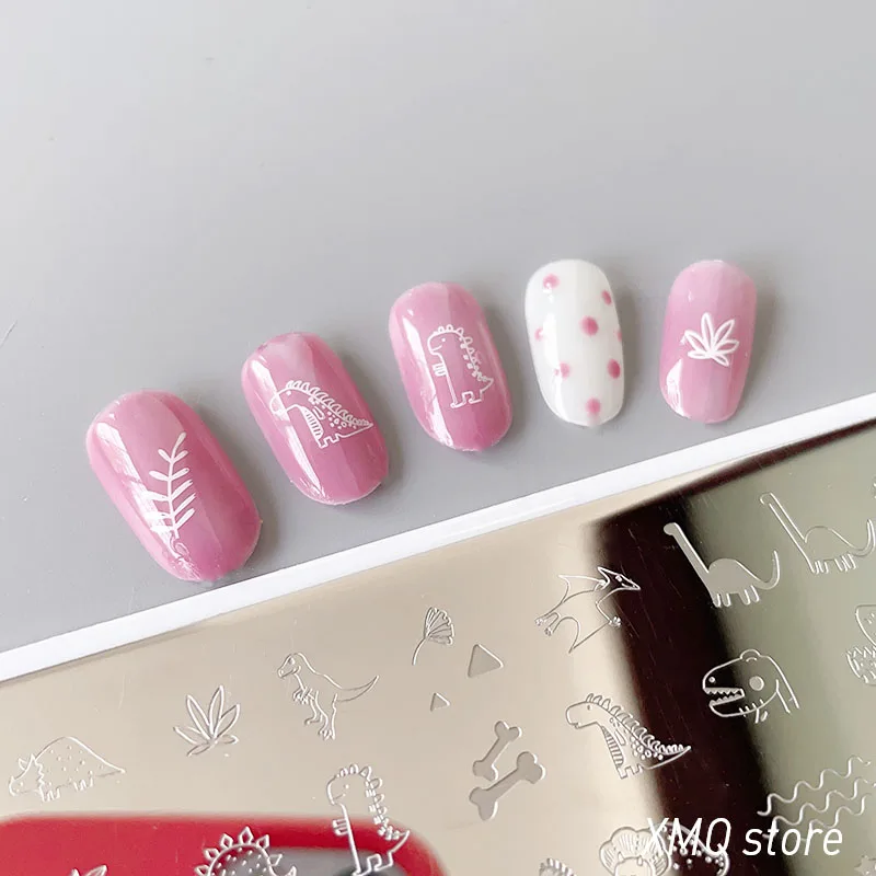 XMQ 스틸 네일 아트 스탬핑 플레이트 템플릿 레이스 이미지 플레이트 Mikey Chinses 새해 네일 인쇄 도구 6*12cm