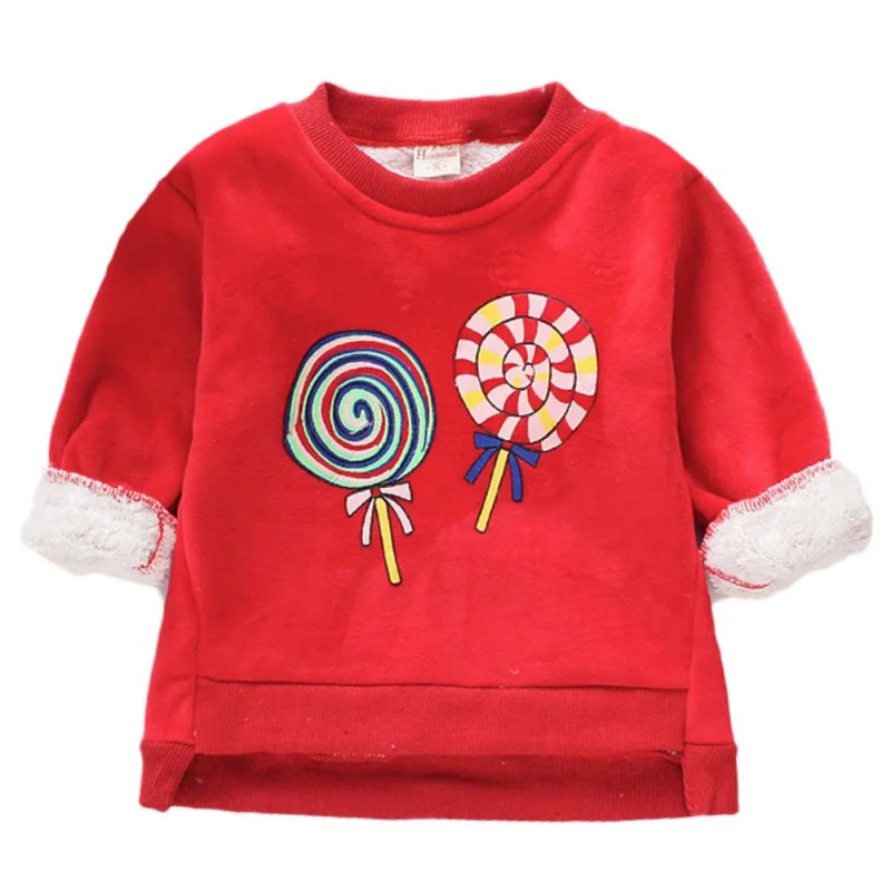 

Baby Girl winter Sweater Cartoon Print Baby Girl Sweaters Warm Plus Velvet Long Sleeve Kids Clothes Pullover