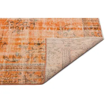 

Handmade Orange Vintage Overdyed Turkish Area Rug 143x245 Cm-4'8''X8'0''