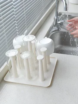 

9 Cups Plastic Glass Cup Rack Water Mug Draining Drying Organizer Wine Cup Drain Holder Stand Home Kitchen Supplies