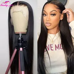 13X4 Lace Front Human Hair Wigs For Women Brazilian Bone Straight Transparent Lace Frontal Wig 4x4 Closure Wig 180% Density