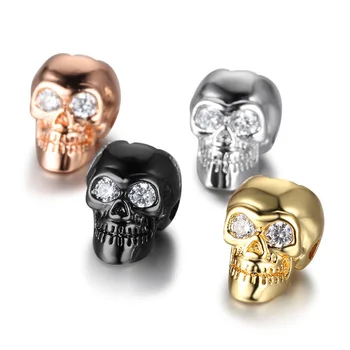 

2pcs Micro Pave Skull CZ Beads Spacer Jewelry Cubic Zircon Beads Charms Brass Jewelry Accessories Necklace Bracelet Parts