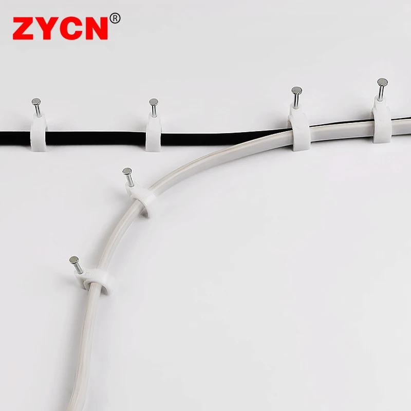 100Pcs Round Cable Clips Holder Management Electrical Wire Cord Tie Wall With Screw Net U Type 4/6/10/12MM RG6 CAT6 RJ45 Circle cable organizer cable clip cable clamp