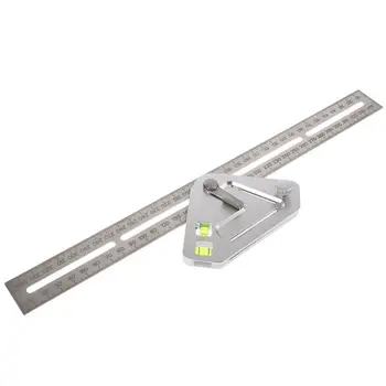 

Woodworking Scribe Ruler Multi-Function Carpentry Tool Level Angle Ruler mm inch