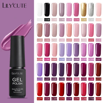 

LILYCUTE 7ml Nail Gel Polish Semi Permanent UV Gel Pink Red Nail Color Soak Off UV Led Gel Polish Nail Art Gel Varnish