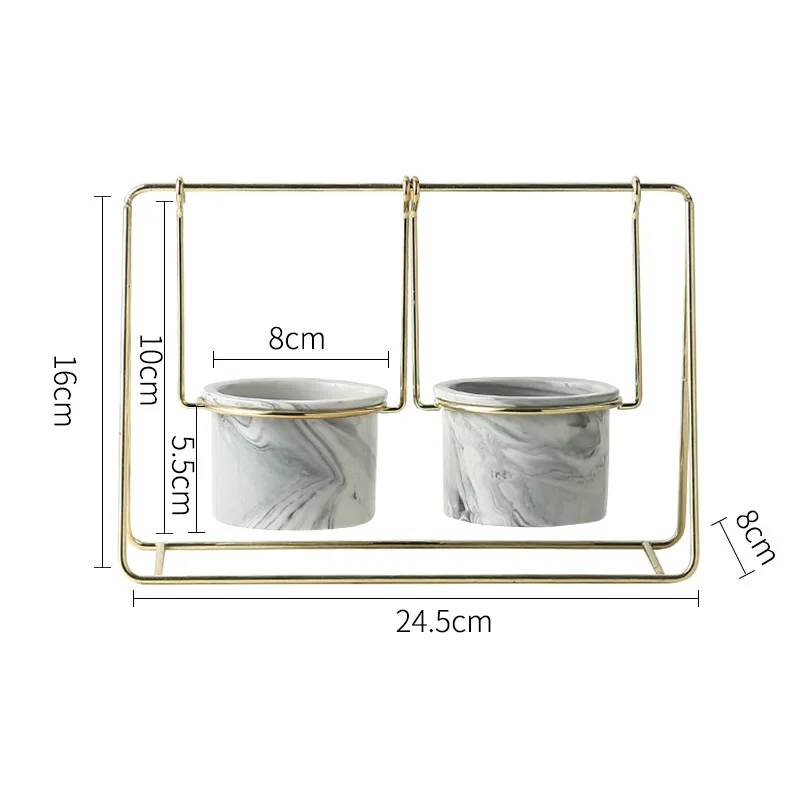 Gold Marble Скандинавский стиль керамический набор горшков для цветов качели из кованого железа Настольный керамический горшок для растений суккуленты ваза украшение дома аксессуары - Цвет: Gold Marble