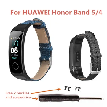 

Denim Bracelet Metal Case Wristband Strap Watch Bands For Huawei Honor Band 5/4 Sports Replacement Fashion Smart Accessories