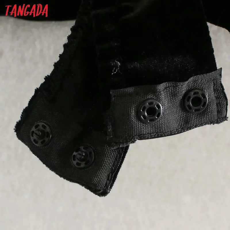 Tangada сексуальное Сетчатое лоскутное бархатное боди для женщин боди костюм с длинным рукавом с открытой спиной Вечерние рубашки комбинезон 2XN174