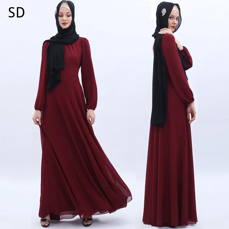 

Simple Chiffon Muslim Robe Syari Dubai Muslim Abaya Dresses Arab Aba