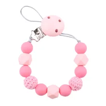 Attache tétine en Silicone, perles, chaîne de sucette, Crochet fait à la main, Clip factice pour bébé, porte mamelon écologique pour cadeaux de douche pour nouveau né 