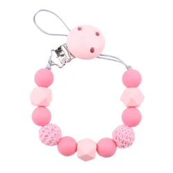 New Silicone Beads Pacifier Chain Handmade Crochet Clip Dummy Baby Teething Eco-Friendly Nipple Holder For Newborn Shower Gifts