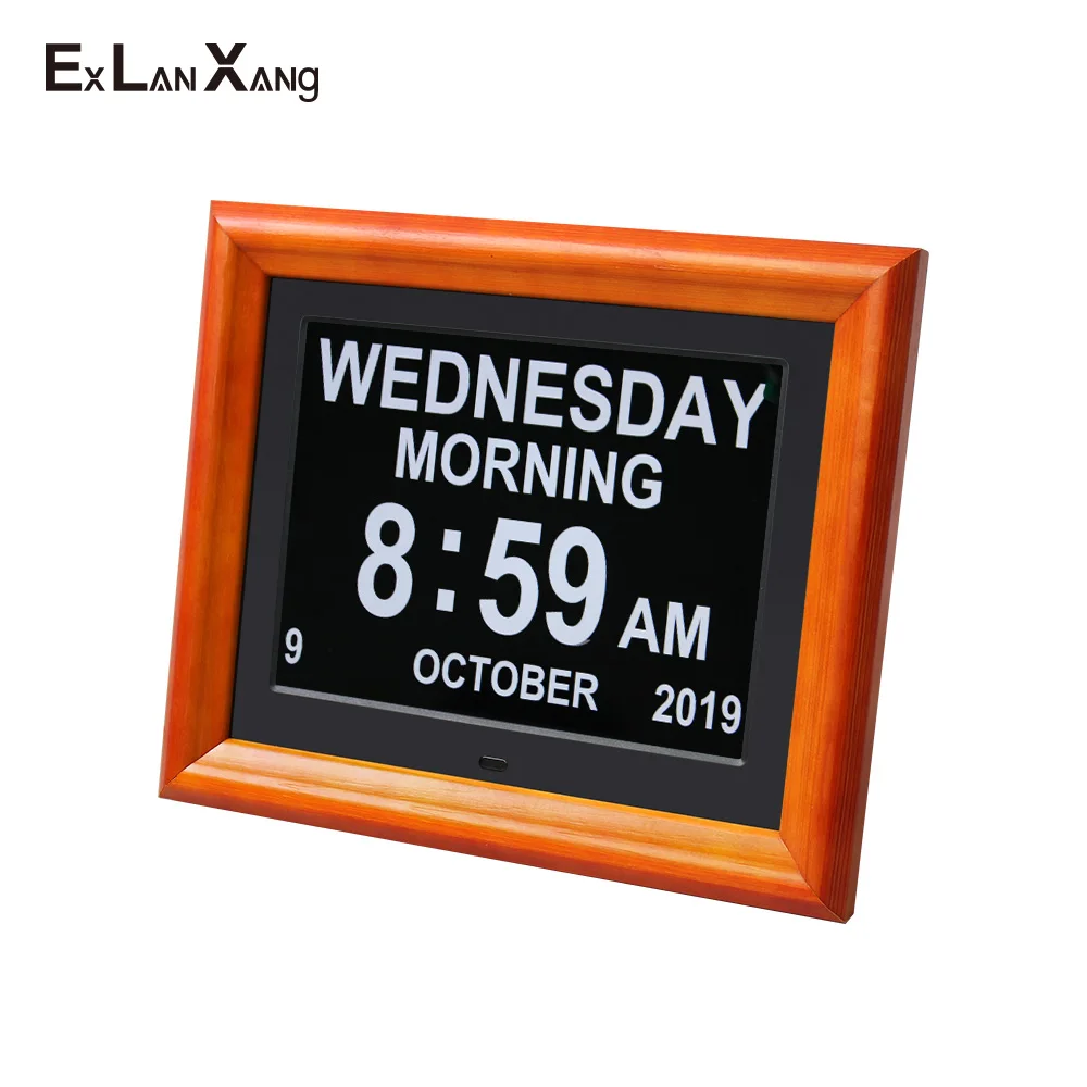 US $53.03 8 Inch Electronic LCD Big Character Old People Medicine Screen Reminder Alarm Clock Digital Clock Photo Frame Christmas Gift