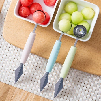 

Double-Headed Vegetable Fruits Carving Knife Fruit Platter Digging Ball Corrugated Carving Knife Watermelon Fruit Scoop Tools