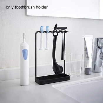 

Wrought Iron Home Durable No Drilling Rustproof Toothbrush Holder Toothpaste Free Standing Bathroom Hotel Organizer