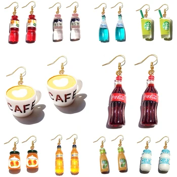 

Earring For Women Resin Drop Custom Made Handmade Cute Girls Gift Eardrop Eardrop Coke Cola Coffee Drink Funny