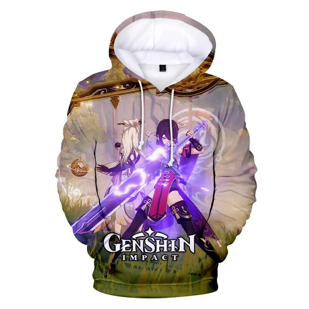 Game Pattern Printed Streetwear Casual Loose Coat Unisex Genshin Impact Cosplay Costume Jacket for Womens Mens Teens 