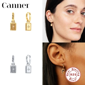 

Canner Luxury 925 Sterling Silver Pendant Earrings INS Geometric Stars Rectangle All Match Earrings pendientes Fine Jewelry W4