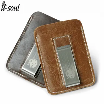 

Genuine Leather Money Clip Metal Men Card Pack Slim Bills Cash Clips Clamp for Money Thin Billfold Holder Cheap NEW ZF10122