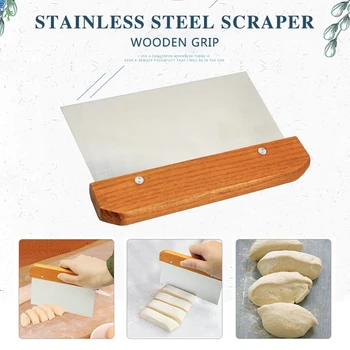 

Dough Cutter Stainless Steel Dough Scraper With Wooden Handle Cream Spatula Cake Pastry Fondant Baking Tools Kitchen Accessories