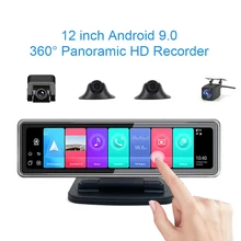 12 inch Android 9.0 4G 4 Channel Car DVR Dash Cam 4 Cameras Dashboard GPS Navigation HD auto Video Recorder Live Video Check Nig