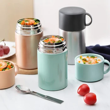 

550ML Portable Vacuum Flasks Thermoses Insulated Mugs Lunch Box For Kids Worker Food Soup Porridge Containers Thermos Cups