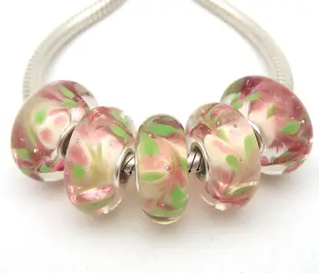 

JGWGT 1021 5X 100% Authenticity S925 Sterling Silver Beads Murano Glass beads Fit European Charms Bracelet diy jewelry Lampwork