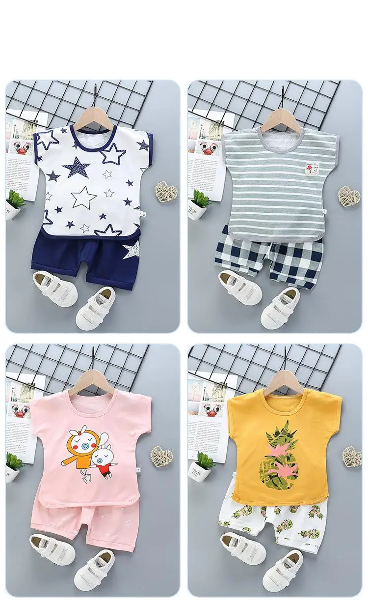 2020 Summer Children Suits For Boys And Girls Short Sleeve Sets For Baby Boys Two Clothes T-shirt + Shorts Sets Toddler Clothing Baby Clothing Set comfotable