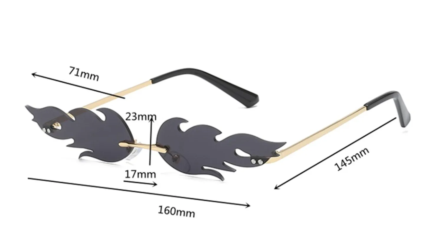 Новые пламени модные трендовые солнцезащитные очки солнцезащитное стекло мужские и женские металлические бескаркасные солнцезащитные очки индивидуальный дизайн