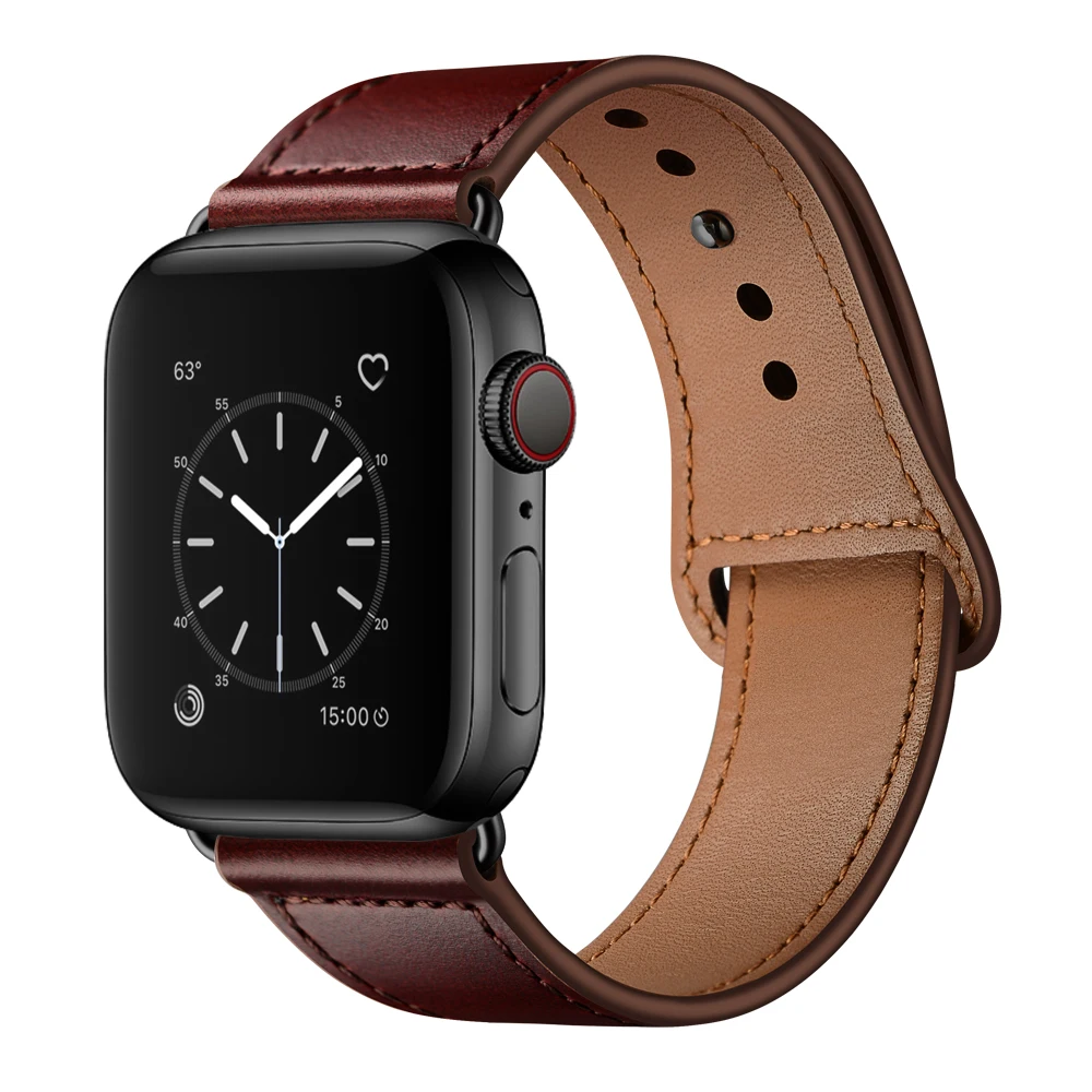 Ремешок для часов из натуральной кожи для apple watch 1 2 3 4 5 iwatch ремешок для часов 38 мм 42 мм 40 мм 44 мм - Цвет ремешка: WRBL