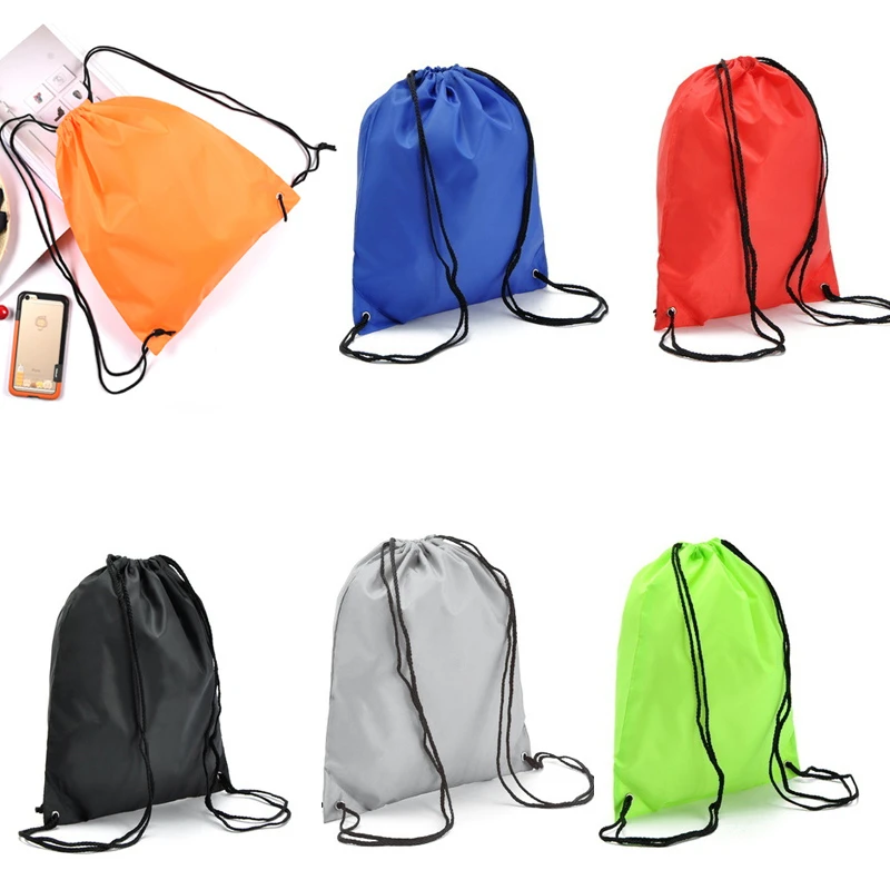 Unisex Drawstring Backpack Sack Tote Shoes Bag School Sports Gym Travel Handbag 