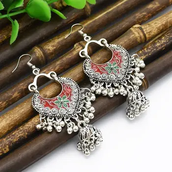 

Vintage Sliver Bollywood Jewelry Meenakari Jhumki Jhumka Drop Earrings for Women New 2020