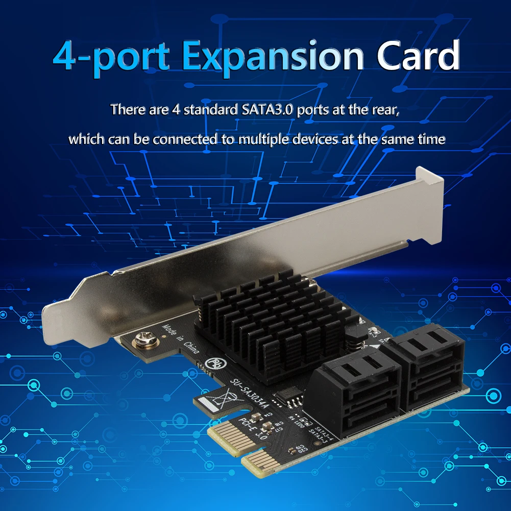 Adaptador PCIe a 4 puertos SATA 3 III 3,0 6 gbps SSD PCI-e PCI Express x1, tarjeta de expansión compatible con x4 x6 x8 x16