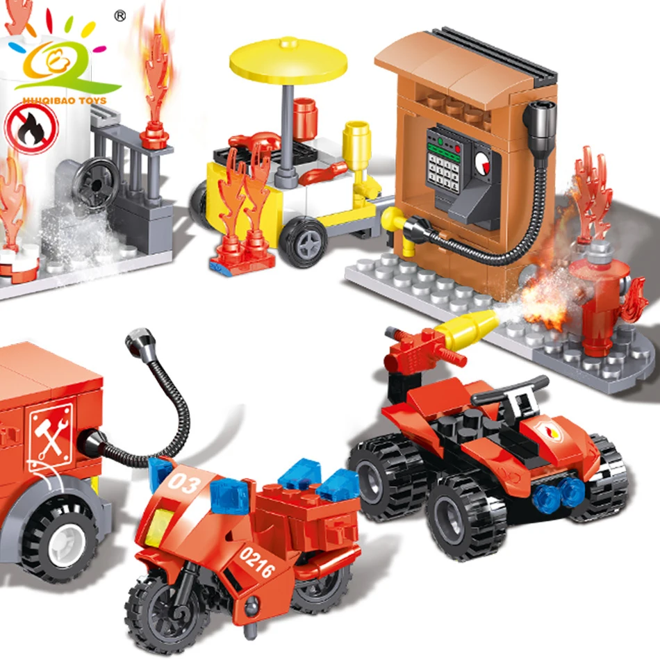 Продажа 335 шт. пожарная станция строительные блоки Legoingly городской пожарный грузовик мото пожарная безопасность дрель комната Кирпичи игрушки Дети ...