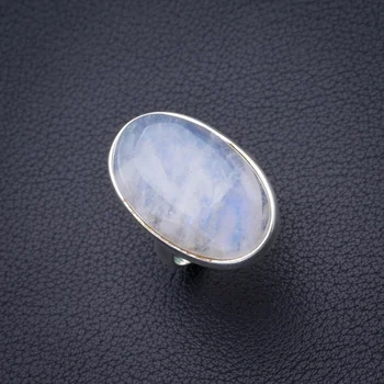 

StarGems Natural Rainbow Moonstone Handmade 925 Sterling Silver Ring 5.75 D4105