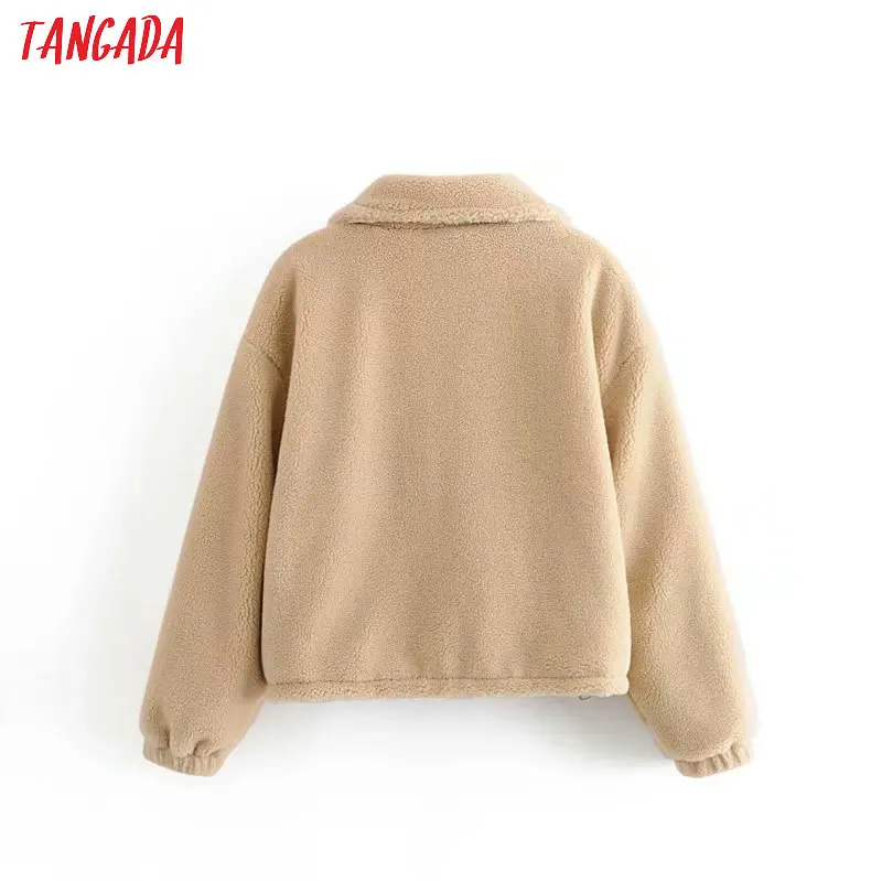 Tangada, Женское пальто большого размера, короткое, стильное, теплое, толстое, на молнии,, зимнее, теплое, плюшевое пальто, Женское пальто 6P56