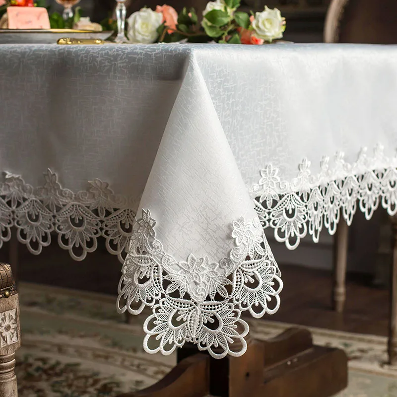  Proud Rose White Lace Table Cloth Cover Towel Table Runner Chair Cover Wedding Decoration Round Tab