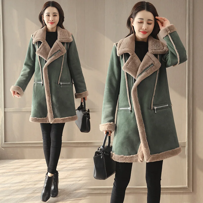 

Cotton-padded Clothes Women's Mid-length Korean-style 2019 New Style Winter Harajuku Coat Suede Lambs Wool Thick Cotton-padded J