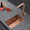 Rose Gold Undermount Kitchen Sink Nanometer Rose Gold 304 Stainless Steel Manual Sink Single Bar Counter Kitchen Sink 2