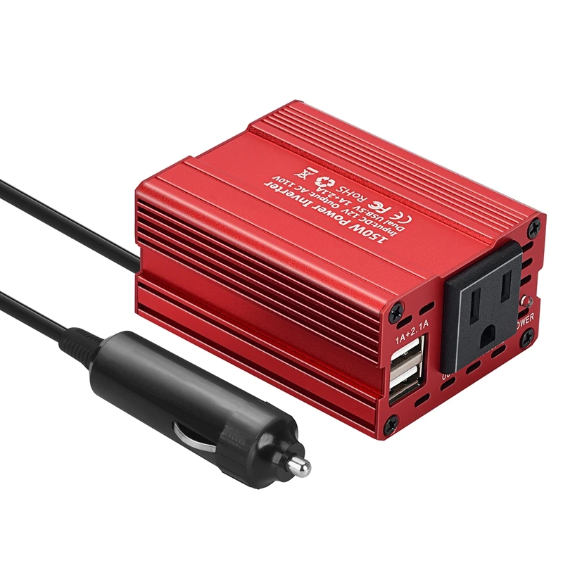 150 Вт Инвертор постоянного тока 12 В до 110 В Ac преобразователь с 4.2A двойной Usb Автомобильное зарядное устройство Us Plug