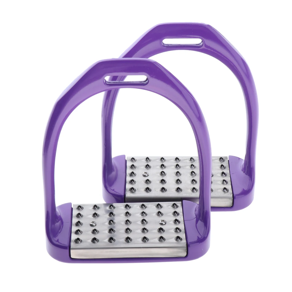 1 Pair Horse Riding Western Stirrups, Safety Bendy Iron Steel Equestrian Treads English Stirrups for Men Women Select Colors