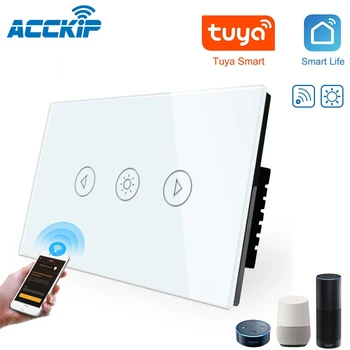 

ACCKIP Dimmable WiFi Smart Light Switch 1 Gang Touch Control Dimmer Switch Remote Control automação residencial US Smart Switch