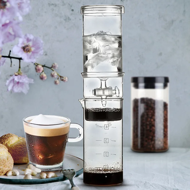

400ml Portable Reusable Ice Drip Coffee Filter Glass Percolators Espresso Coffee Dripper Pot Ice Cold Brew Coffee Maker