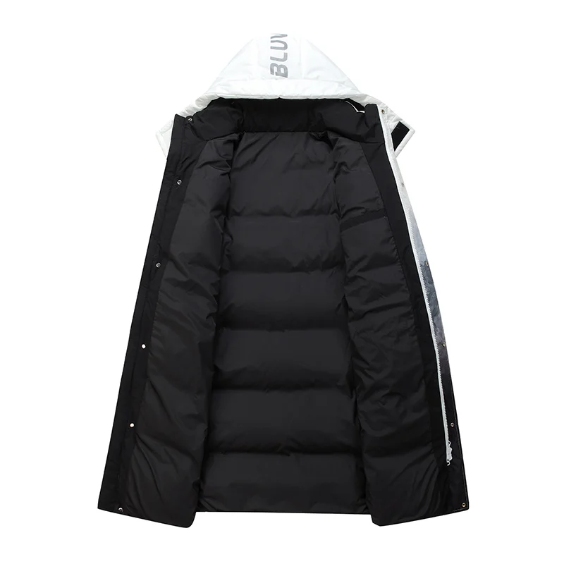 Down jackets for couples men and women long 2021 new loose white duck down chameleon coat extremely cold equipment windproof