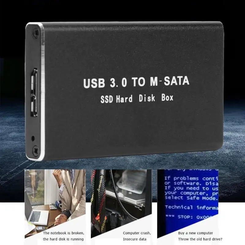 Мини USB 3,0 для mSATA HDD Box SSD жесткий диск адаптер чехол жесткий диск HDD корпус алюминиевый сплав внешний жесткий диск чехол