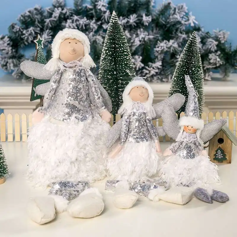 

Embroidered Feather Christmas Angel Girl Doll Christmas Tree Pendant Ornament Christmas Pendant Ornament Home Party Decoration