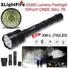 XLightFire 32000 люменов 13x CREE XML T6 5 режимов 18650 супер яркий светодиодный фонарик безопасности и выживания 8,1