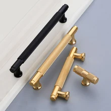 Manija de Metal para cajón de armario, tirador en forma de T de lujo, dorado y negro, para puerta de armario, cocina, aparador