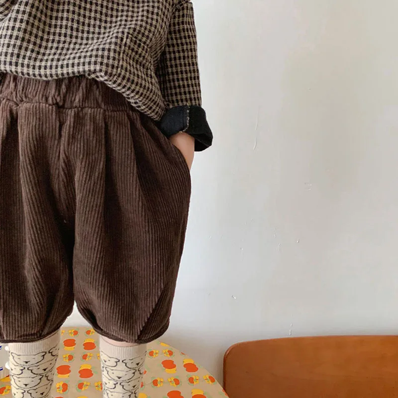 Knee Length Girls Boys Corduroy Pants Fashion Kids Trousers kids trousers